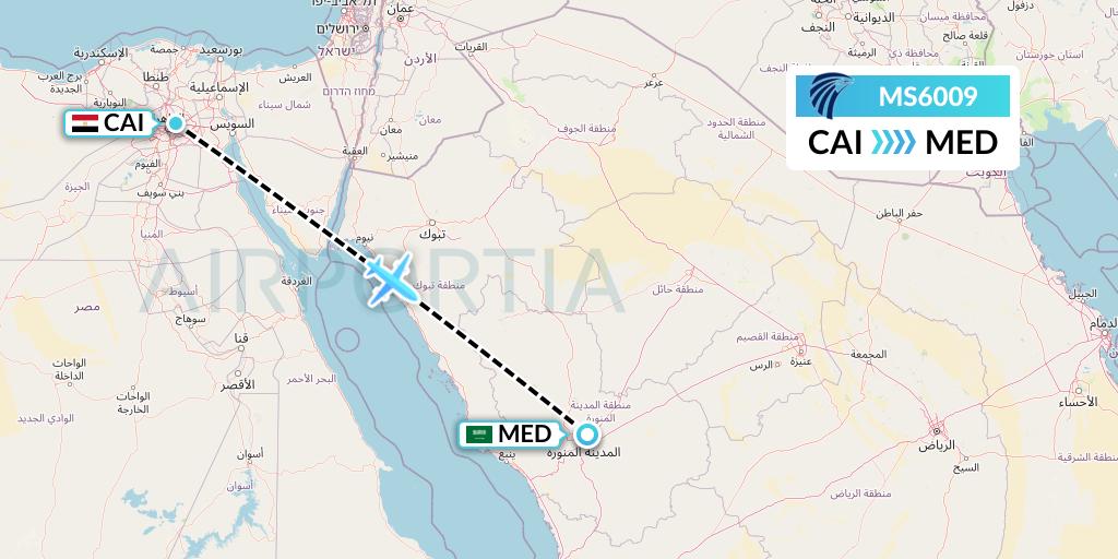 MS6009 EgyptAir Flight Map: Cairo to Medina