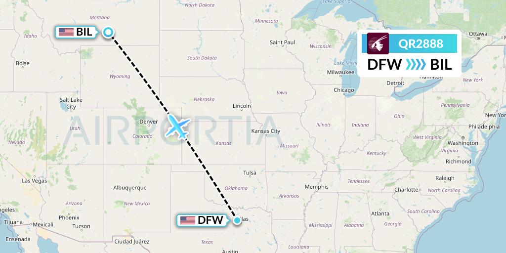 QR2888 Flight Status Qatar Airways Dallas to Billings (QTR2888)