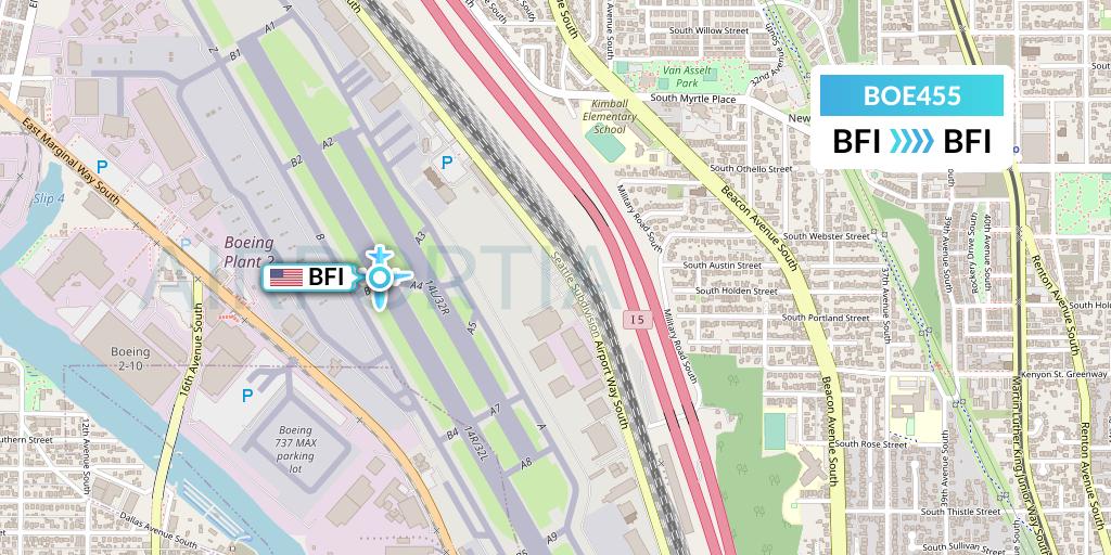 BOE455 Boeing Flight Map: Seattle to Seattle
