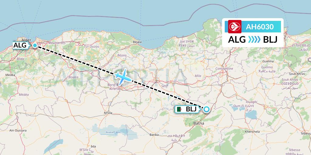 AH6030 Air Algerie Flight Map: Algiers to Batna