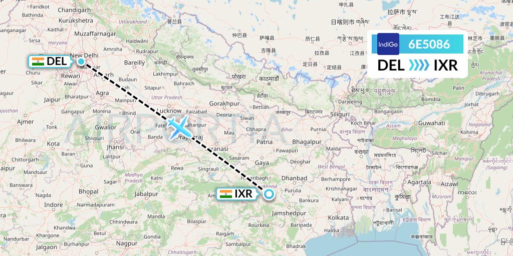6E5086 Flight Status IndiGo Airlines Delhi to Ranchi (IGO5086)