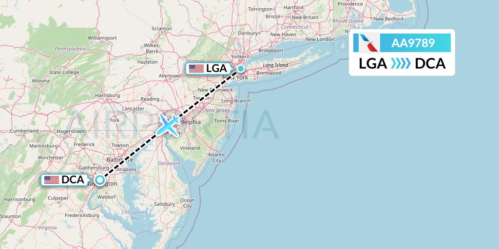 AA9789 American Airlines Flight Map: New York to Washington