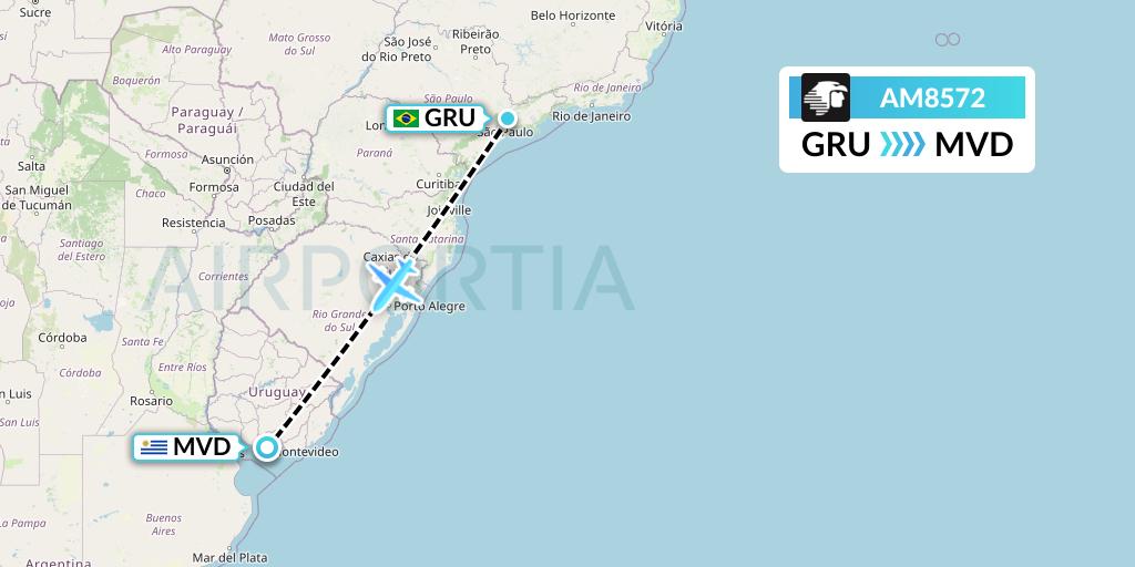 AM8572 Aeromexico Flight Map: Sao Paulo to Montevideo