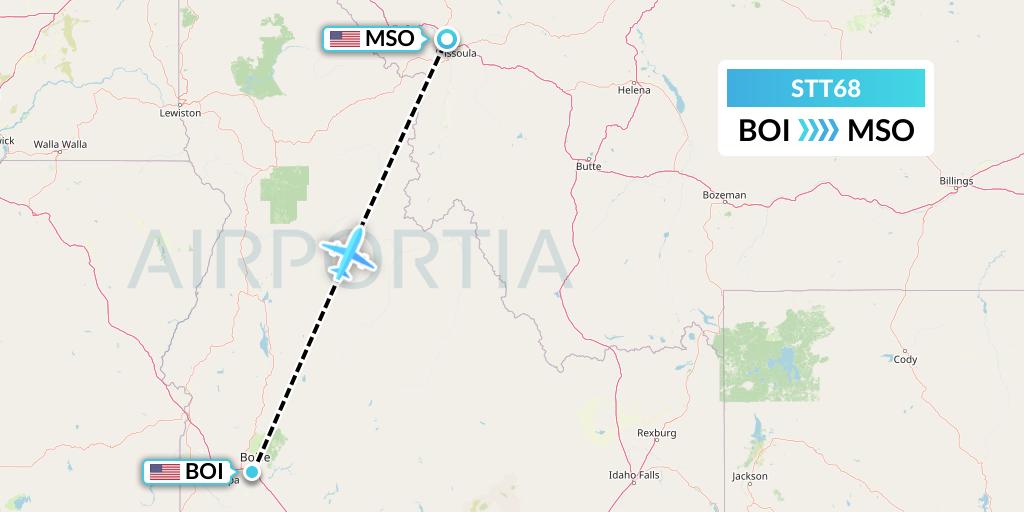 STT68 Western Aircraft, Inc. Flight Map: Boise to Missoula
