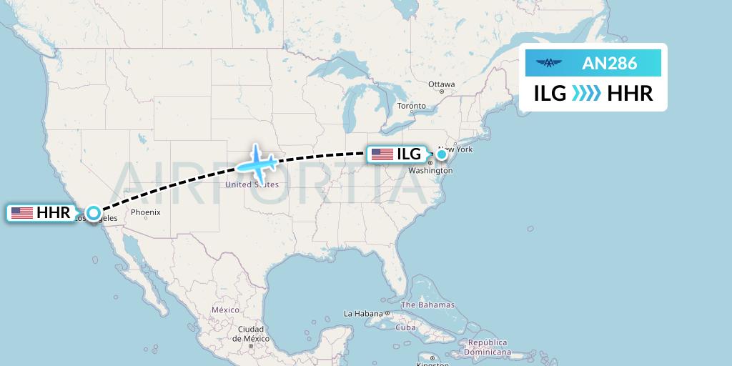 AN286 Advanced Air Flight Map: Wilmington to Hawthorne