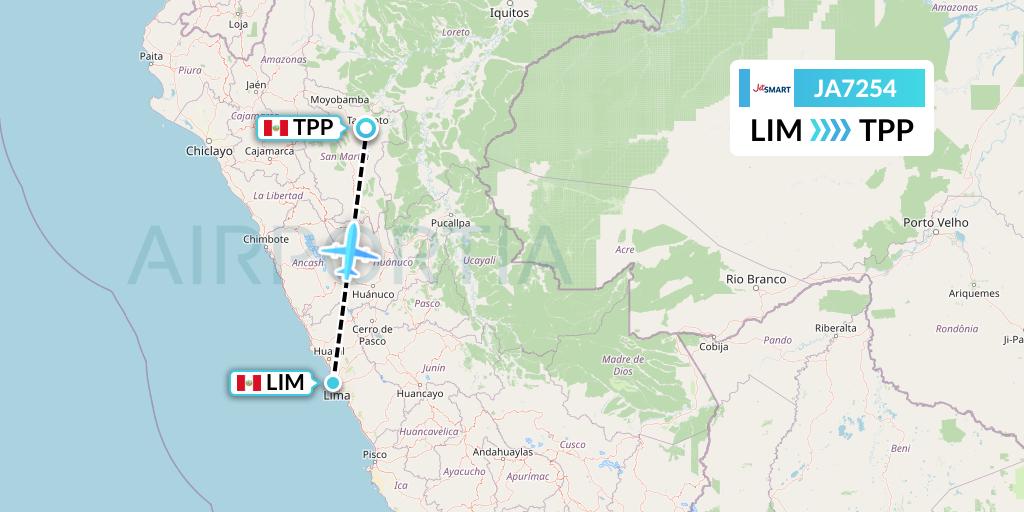 JA7254 JetSMART Flight Map: Lima to Tarapoto