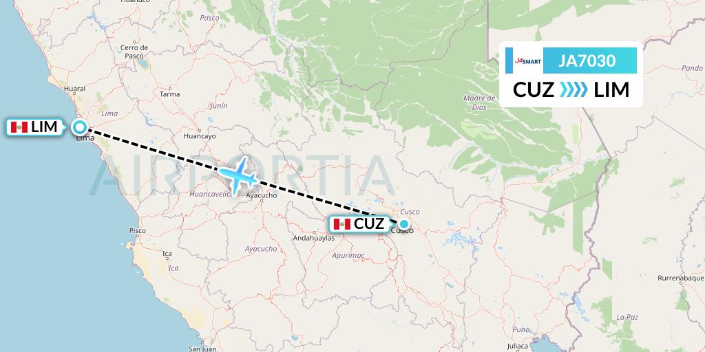 JA7030 JetSMART Flight Map: Cusco to Lima