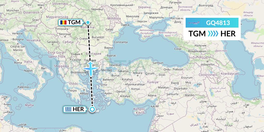 GQ4813 Sky Express (Greece) Flight Map: Brasov to Heraklion
