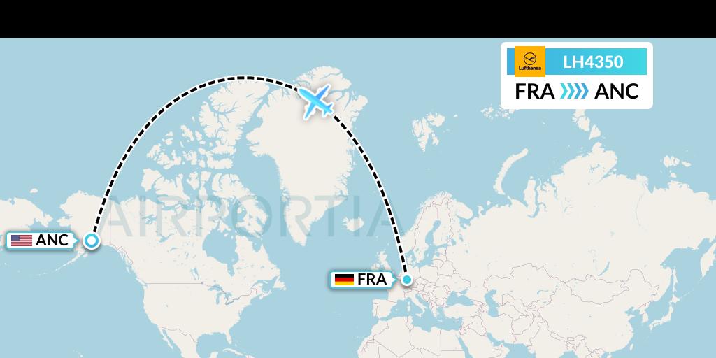 LH4350 Lufthansa Flight Map: Frankfurt to Anchorage