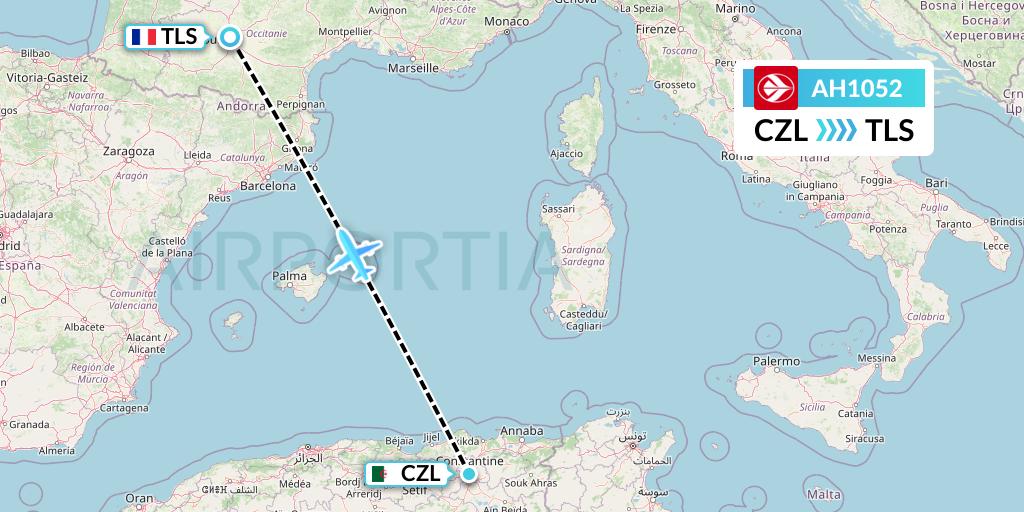 AH1052 Air Algerie Flight Map: Constantine to Toulouse