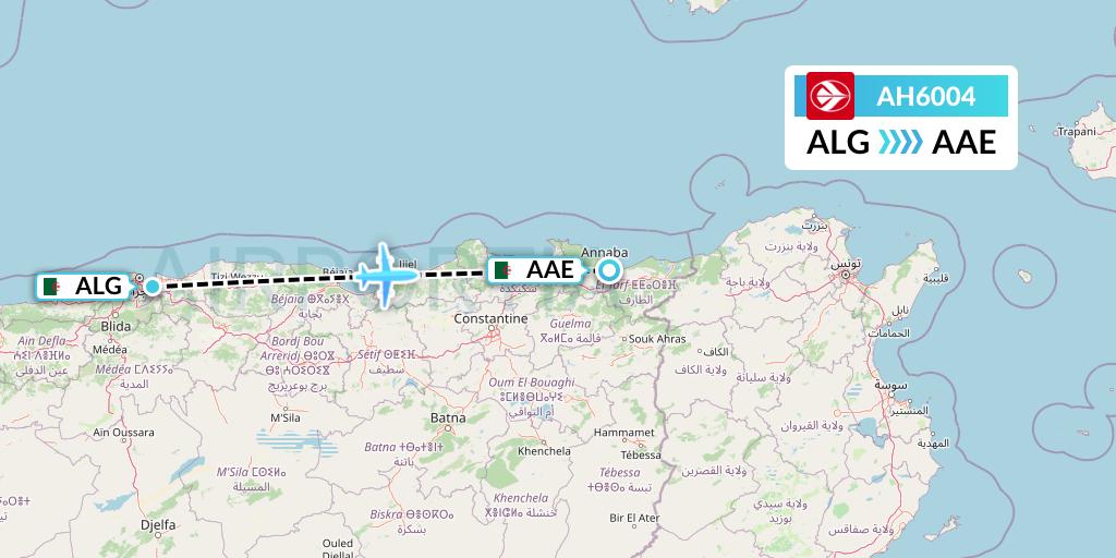 AH6004 Air Algerie Flight Map: Algiers to Annaba