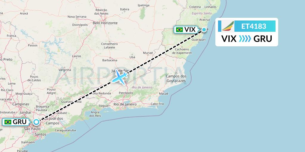 ET4183 Ethiopian Airlines Flight Map: Vitoria to Sao Paulo