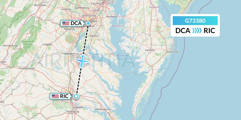 G73380 GoJet Flight Map: Washington to Richmond