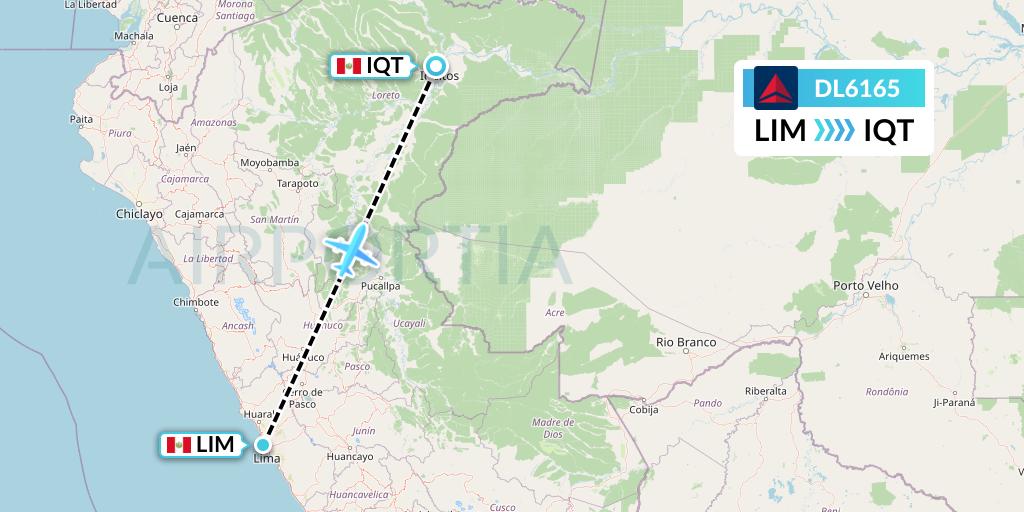 DL6165 Delta Air Lines Flight Map: Lima to Iquitos