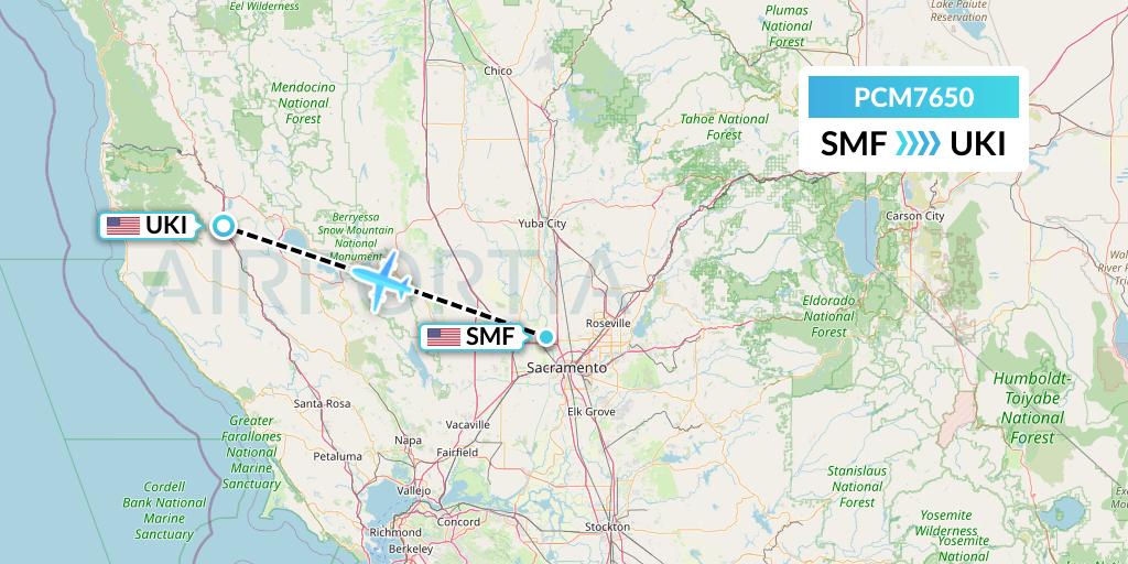 PCM7650 Westair Industries Flight Map: Sacramento to Ukiah