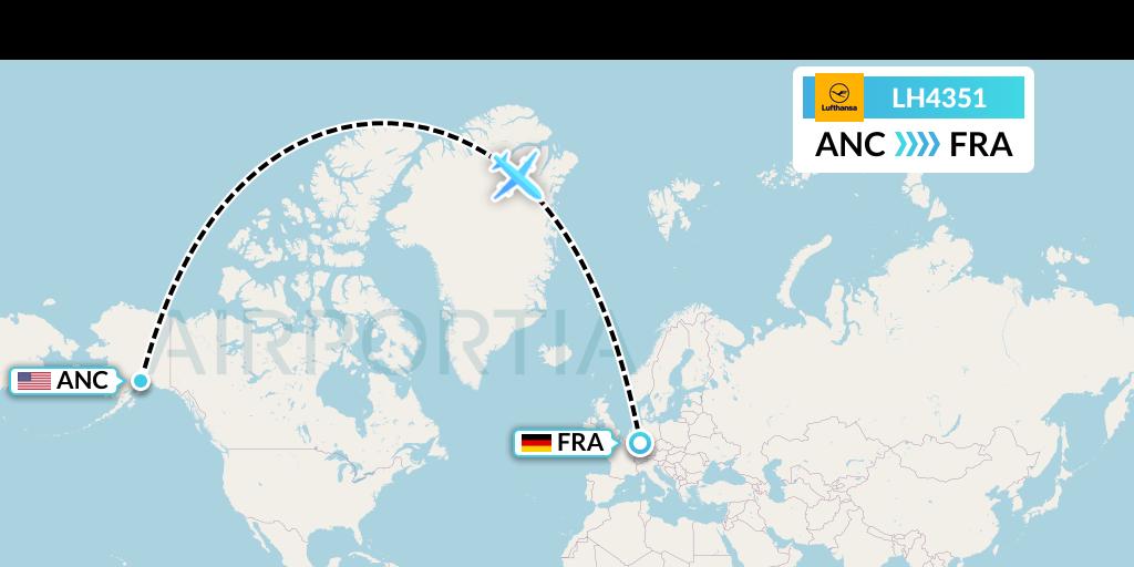 LH4351 Lufthansa Flight Map: Anchorage to Frankfurt