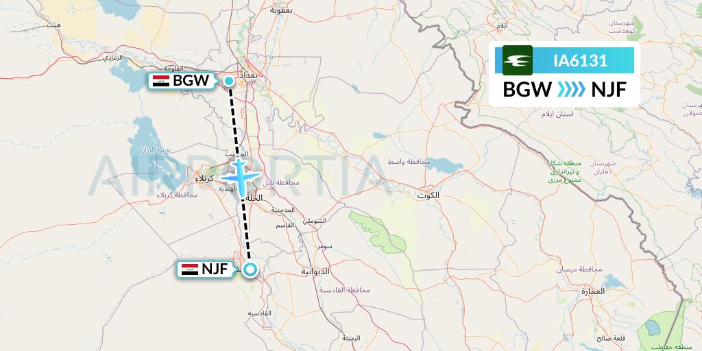IA6131 Flight Status Iraqi Airways Baghdad to Najaf (IAW6131)