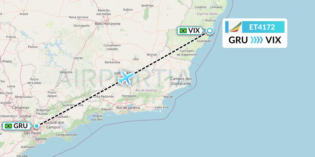 ET4172 Ethiopian Airlines Flight Map: Sao Paulo to Vitoria