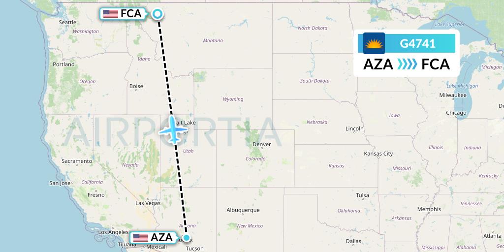G4741 Allegiant Air Flight Map: Phoenix to Kalispell