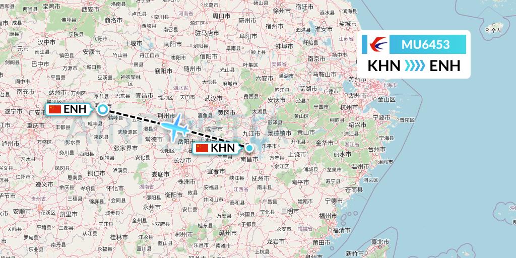MU6453 China Eastern Airlines Flight Map: Nanchang to Enshi