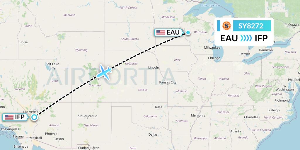 SY8272 Sun Country Airlines Flight Map: Eau Claire to Bullhead City