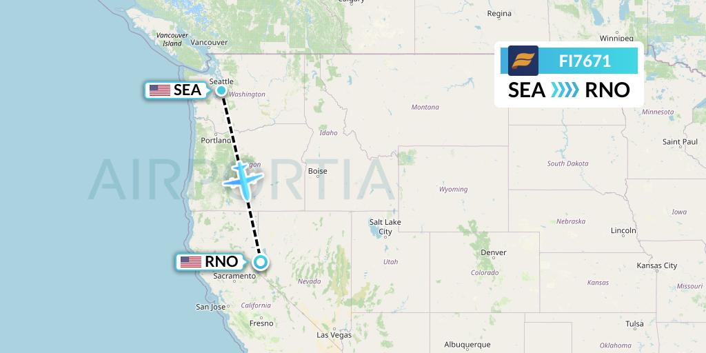 FI7671 Icelandair Flight Map: Seattle to Reno