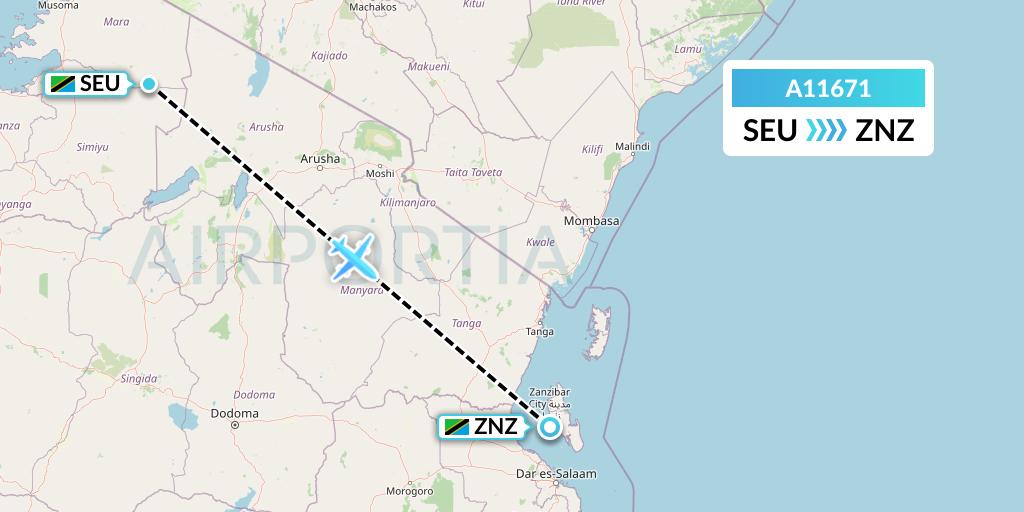 A11671 A.p.g. Distribution Systems Flight Map: Seronera to Zanzibar