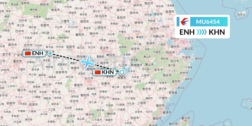 MU6454 China Eastern Airlines Flight Map: Enshi to Nanchang