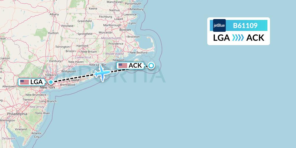 B61109 Flight Status JetBlue Airways New York to Nantucket (JBU1109)