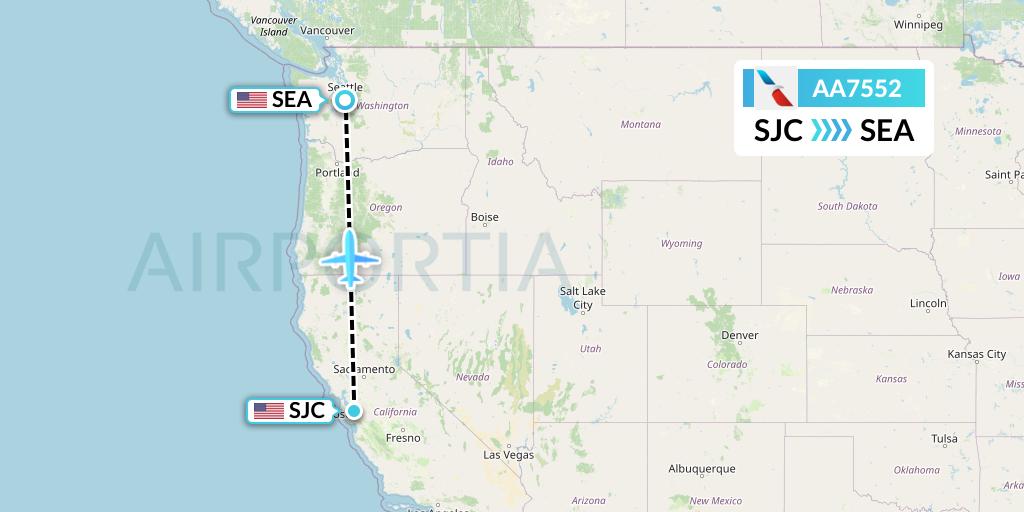 AA7552 American Airlines Flight Map: San Jose to Seattle