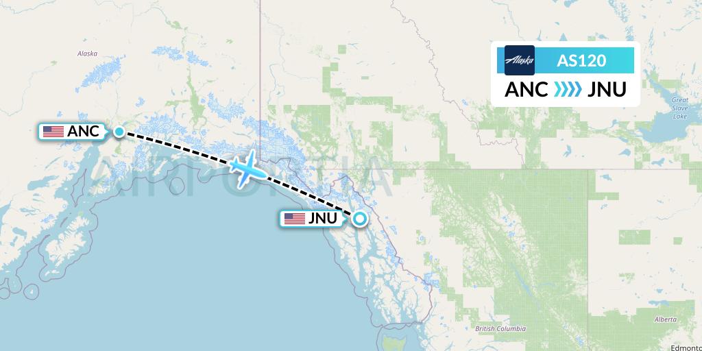 AS120 Flight Status Alaska Airlines Anchorage to Juneau (ASA120)