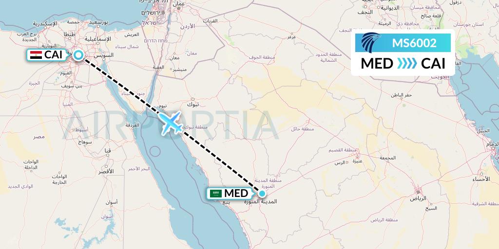 MS6002 EgyptAir Flight Map: Medina to Cairo