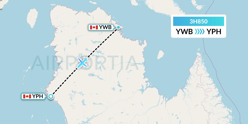 3H850 Air Inuit Flight Map: Kangiqsujuaq to Inukjuak