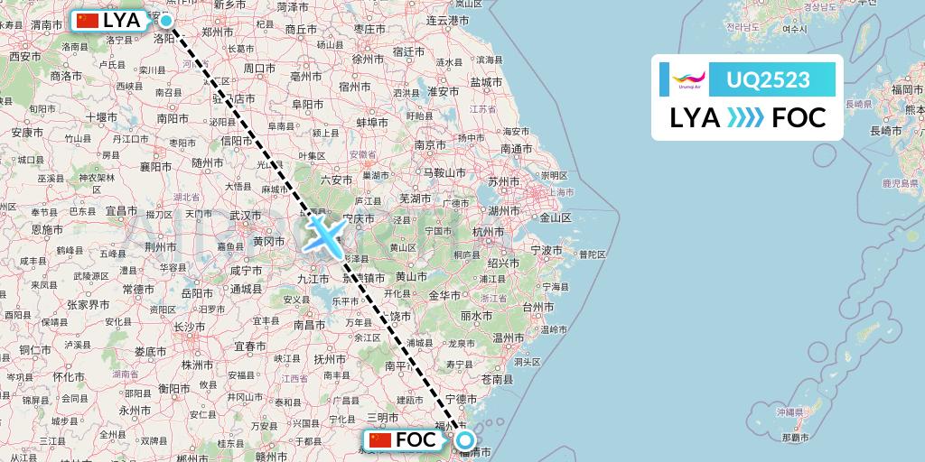 UQ2523 Urumqi Airlines Flight Map: Luoyang to Fuzhou