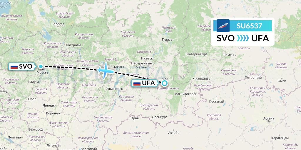SU6537 Aeroflot Flight Map: Moscow to Ufa