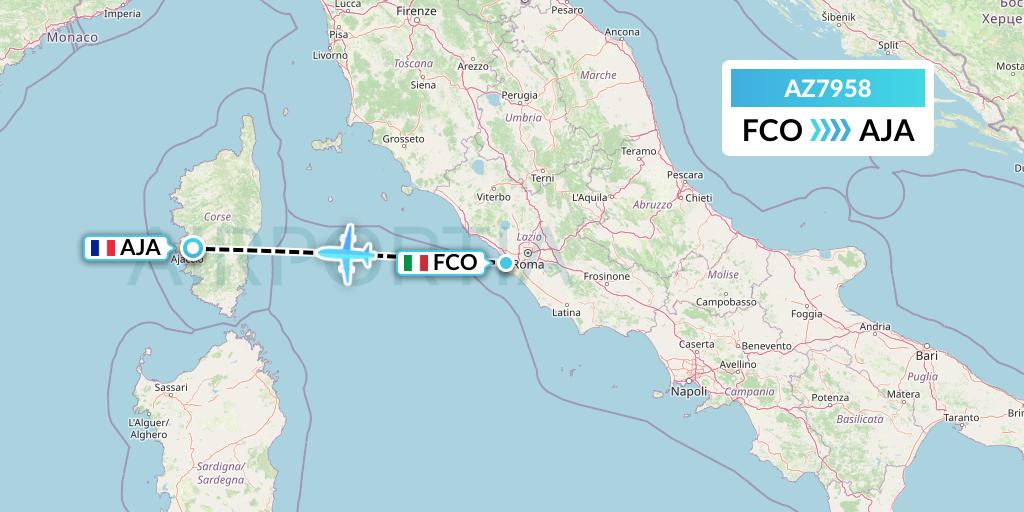 AZ7958 ITA Airways Flight Map: Rome to Ajaccio