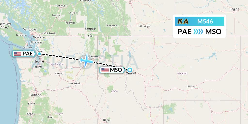 M546 Kenmore Air Flight Map: Everett to Missoula