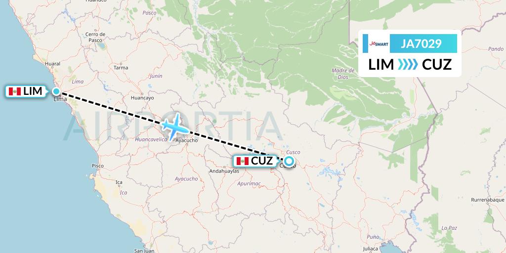 JA7029 JetSMART Flight Map: Lima to Cusco