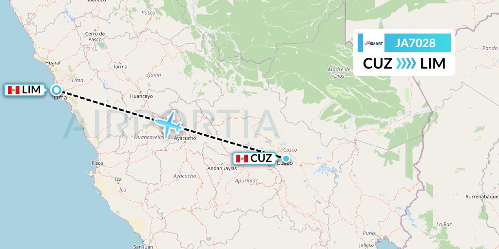 JA7028 JetSMART Flight Map: Cusco to Lima