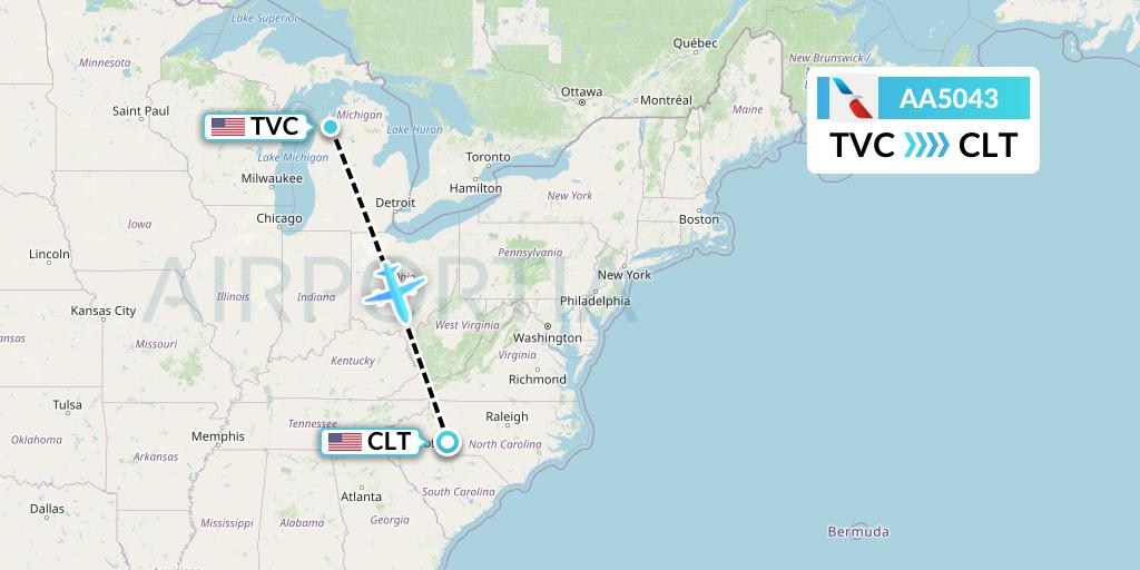 AA5043 Flight Status American Airlines Traverse City to Charlotte