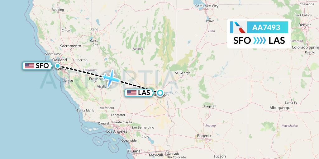 AA7493 American Airlines Flight Map: San Francisco to Las Vegas