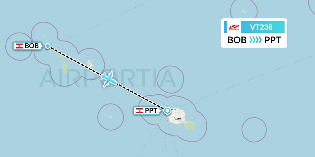 VT238 Air Tahiti Flight Map: Bora Bora to Papeete