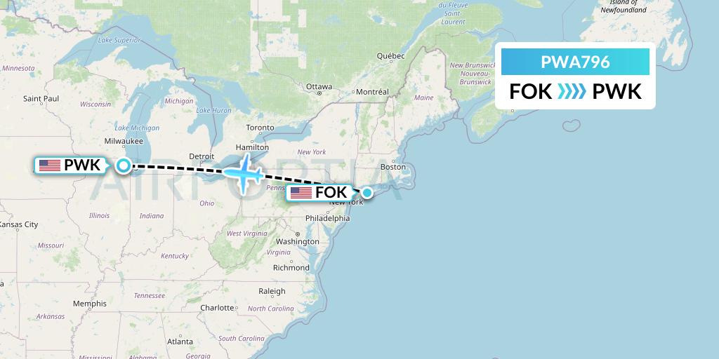 PWA796 Priester Aviation Flight Map: Westhampton Beach to Chicago