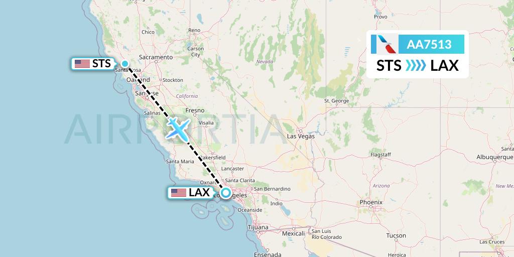 AA7513 American Airlines Flight Map: Santa Rosa to Los Angeles