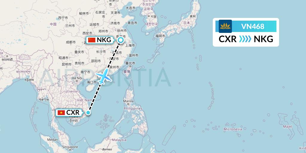 VN468 Vietnam Airlines Flight Map: Nha Trang to Nanjing