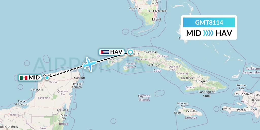 GMT8114 Magnicharters Flight Map: Merida to Havana