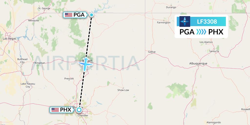 LF3308 Corporate Flight Management Flight Map: Page to Phoenix