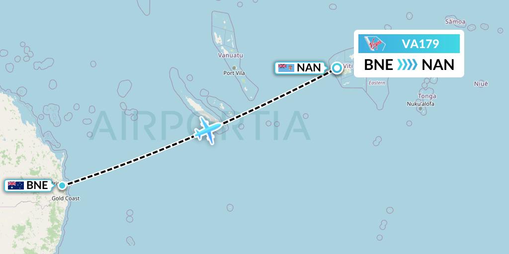 VA179 Virgin Australia Flight Map: Brisbane to Nadi