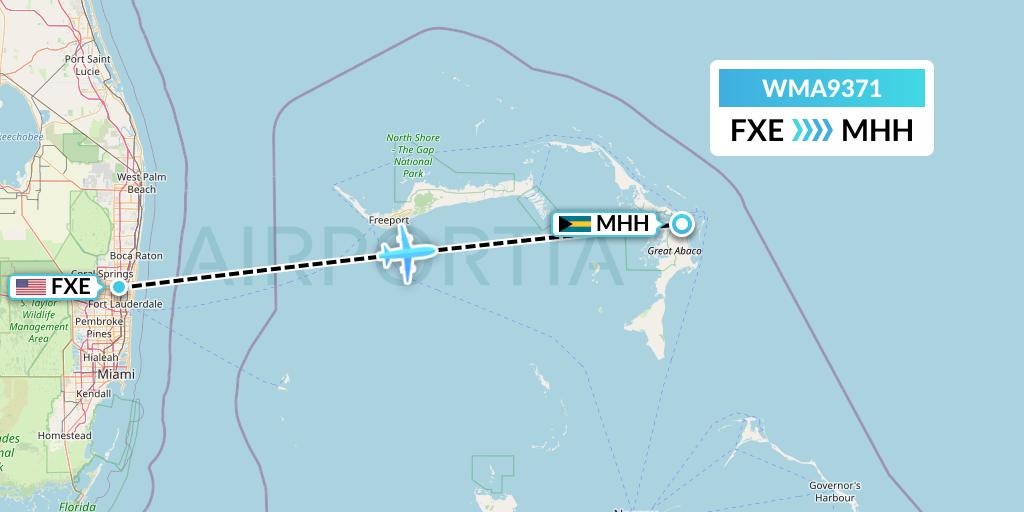 WMA9371 Watermakers Air Flight Map: Fort Lauderdale to Marsh Harbour
