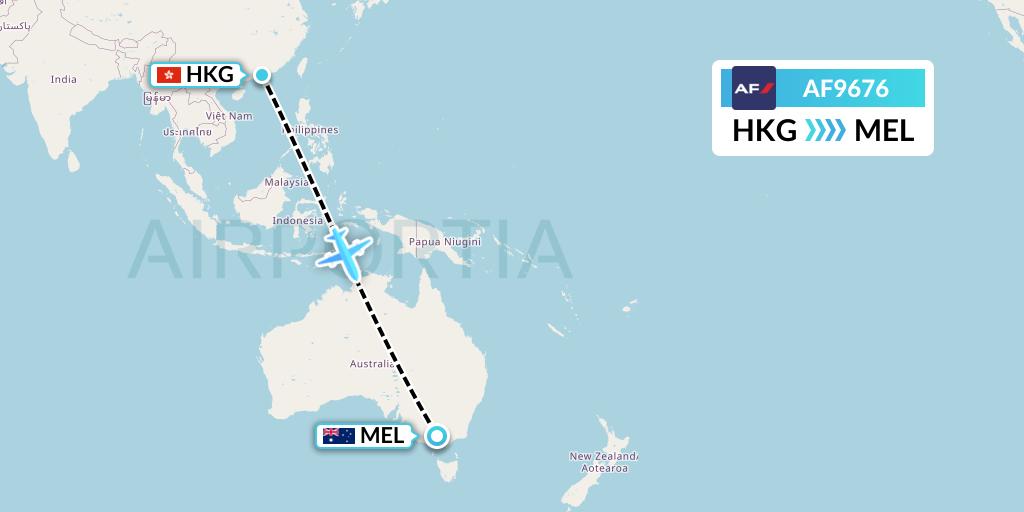 AF9676 Air France Flight Map: Hong Kong to Melbourne